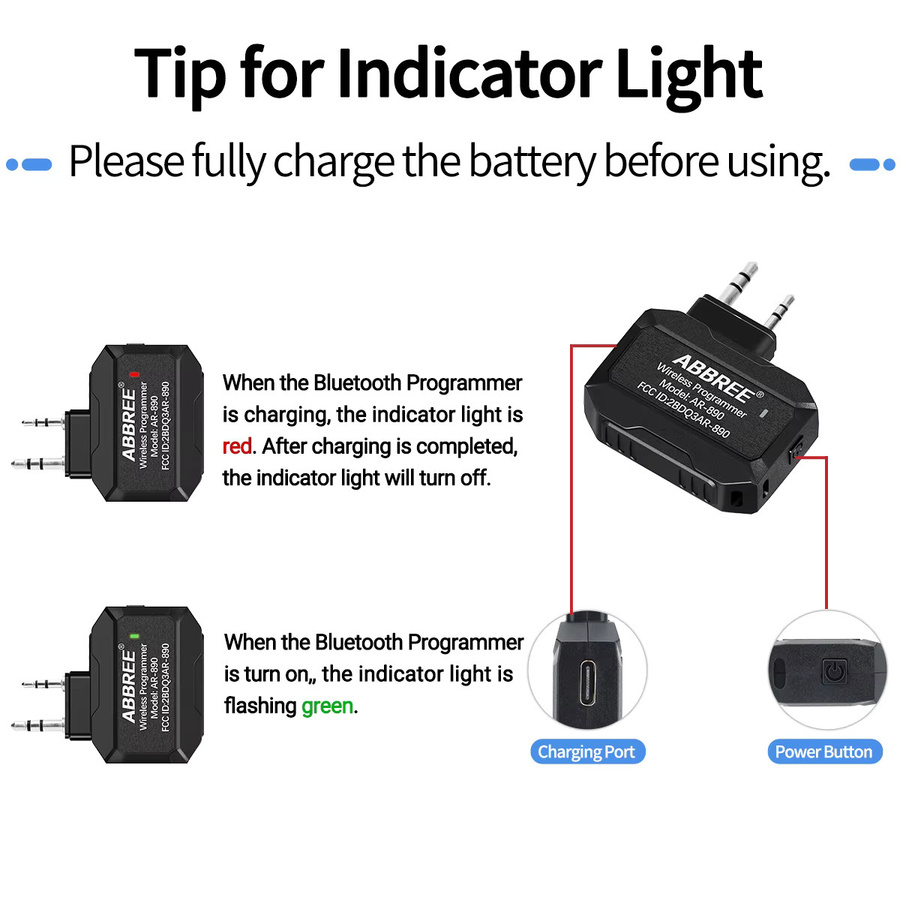 ABBREE Bluetooth Wireless Programmierer für Walkie Talkie mit USB-C Anschluss, Plug & Play, Schwarz, kompatibel mit UV5R, BF888S und Quansheng UVK5 - Bild 4