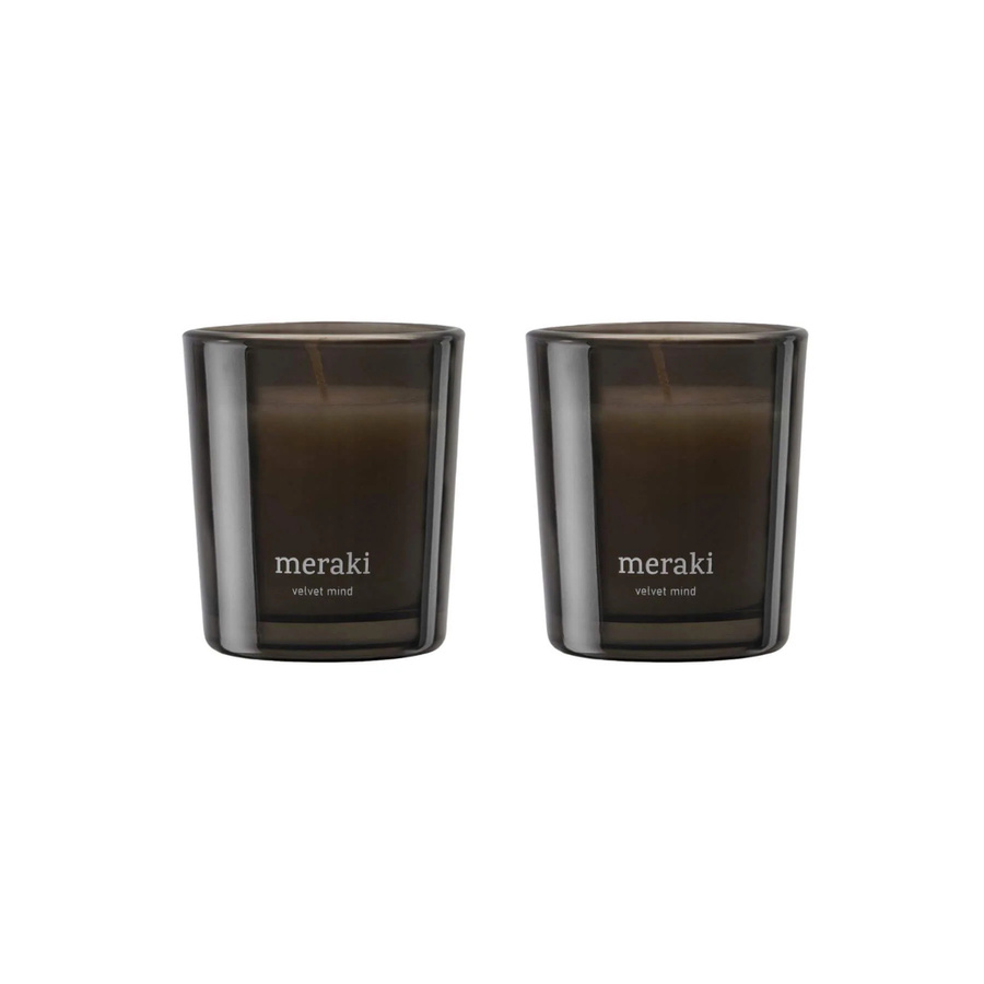 Meraki Duftkerzen Velvet Mind in Schwarz, 2 x 60 g, blumiger Duft im Glas - Bild 1