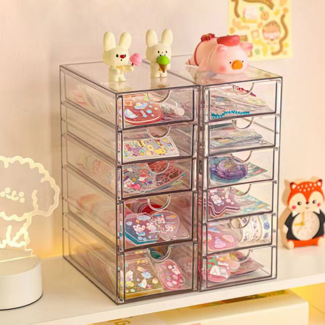 Guka Aufbewahrungsbox für Aufkleber, transparentes Schreibtisch-Organizer-Regal aus Acryl für Schreibwaren und Tagebücher - Bild 1