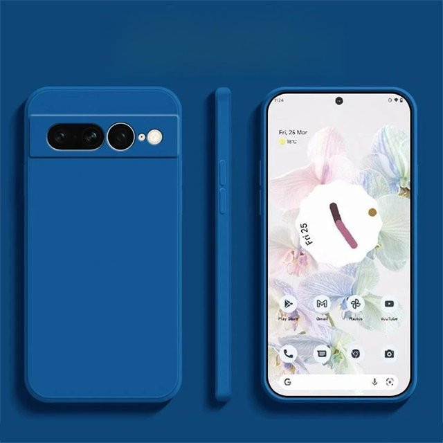 Flüssigsilikon Handyhülle für Google Pixel 10 9 9A 8 8A 7 7A mit Magnetfunktion in Blau, Matte TPU Schutzhülle - Bild 1