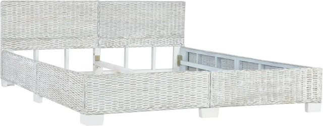 vidaXL Bettgestell aus Holz und Rattan in Grau und Natur, B/T: 180 x 200 cm - Bild 1