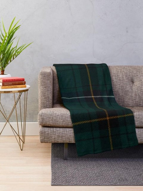 Henderson Schottischer Tartan Überwurf mit Karomuster in Weiß und Grün, B/T/H: 180 x 230 cm - Bild 1