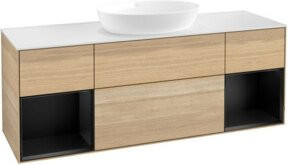 V&B Waschtischunterschrank Finion in Weiß mit Eichenregal, Breite: 160 cm, Tiefe: 50,1 cm, Höhe: 50,1 cm - Bild 1