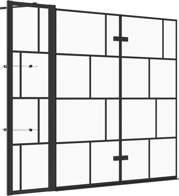 Aquabatos Badewannenaufsatz Duschwand aus Glas in Schwarz, 3-teilig, Faltwand mit Easy-Clean-Beschichtung, B: 150 cm, H: 140 cm - Bild 1