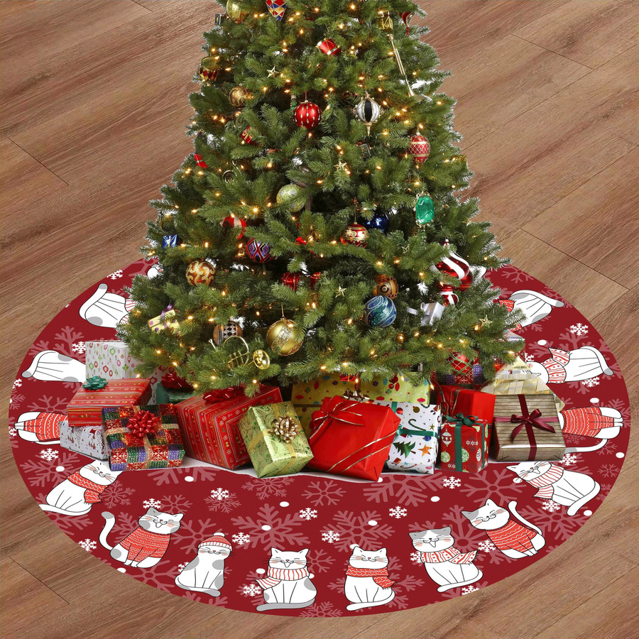 VIKAMA Weihnachts-Kratzbaumkleid in Rot mit Schneeflocken und Weihnachtsmannmütze-Design - Bild 2