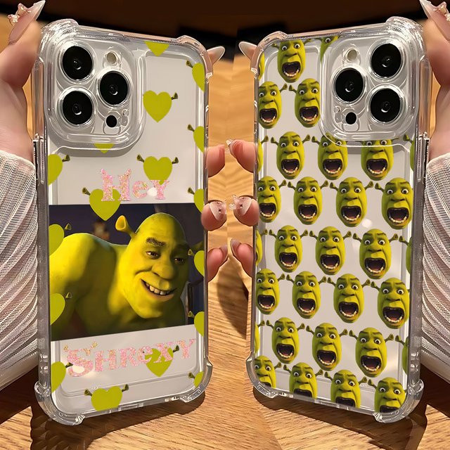 Transparentes Shrek Cartoon Handycase für Xiaomi Redmi 14C 13C 12C K50 K40 Note 13 12 11 10 9S 4G 5G mit Anti-Fall Schutz - Bild 1