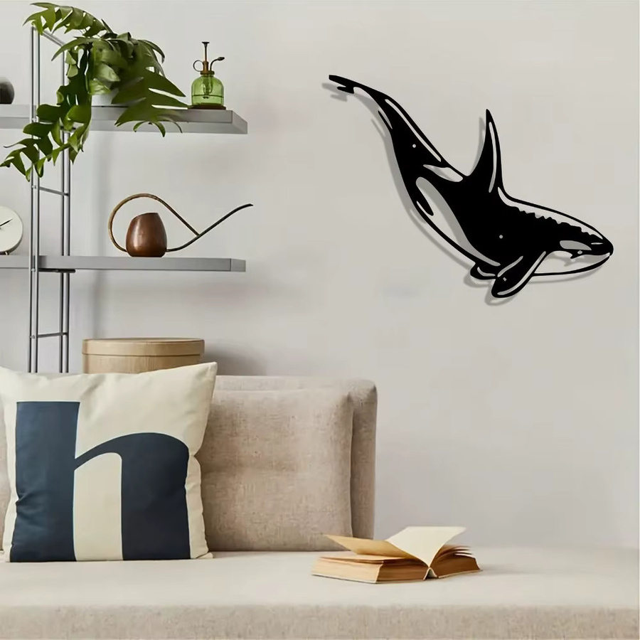 Moderne Orca-Wandkunst aus Metall von CIFBUY in Schwarz für Innen- und Außenbereich - Bild 3