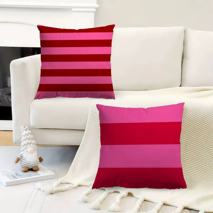 Beast Kingdom Kissenbezug mit roten und rosa Streifen für Sofa und Auto, B/B: 40 x 40 cm und 45 x 45 cm - Bild 2