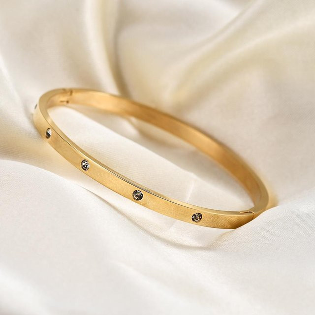 Wucifang Jewelry Armband, Titanstahl, Gold, Zirkonia, Damen, 4 mm - Bild 1