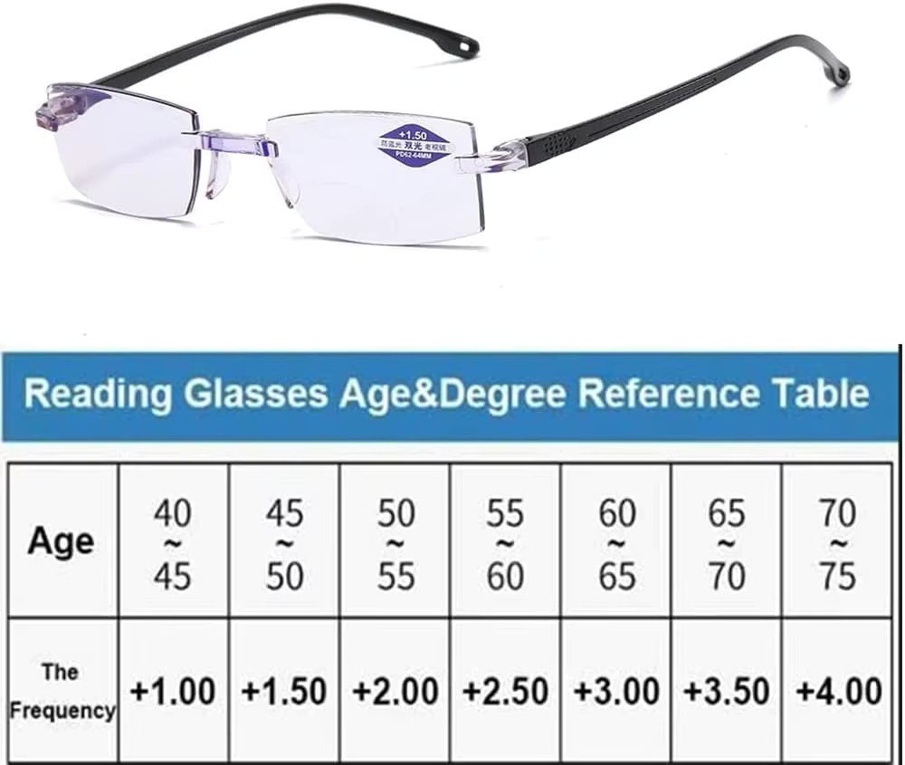 Neue Diamant-cut Lesebrille, randlos, rechteckig, Metall, Männer - Bild 4