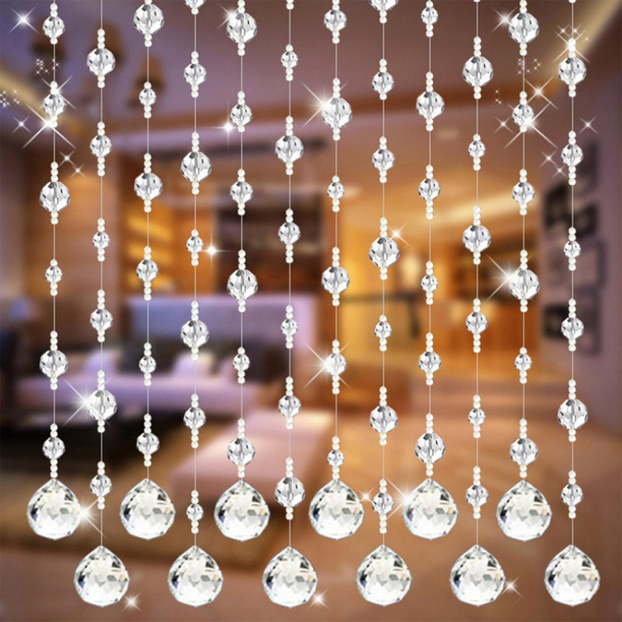 Wnzdswn Kristallglas-Perlenvorhang mit Schmetterlingsdesign in Weiß und Transparent für Wohnzimmer, Schlafzimmer oder Hochzeitsdekoration - Bild 2