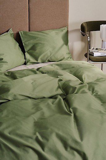 ZACK Mako-Satin Bettbezug aus Bio-Baumwolle, Grün, Modernes Design - Bild 1