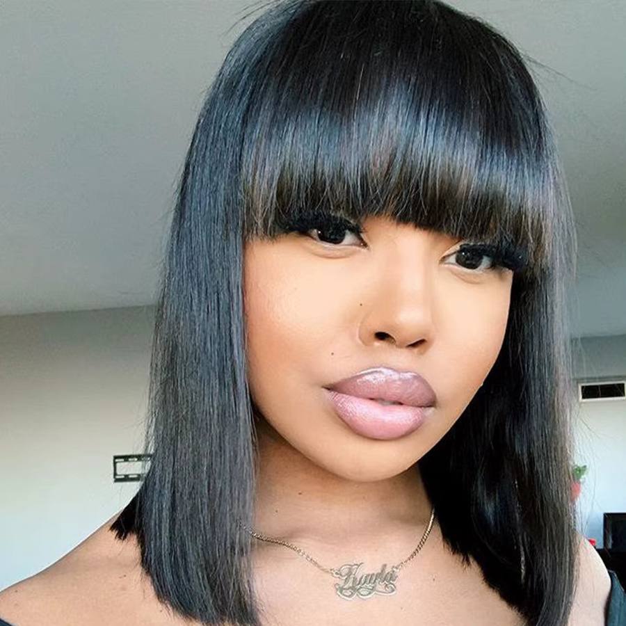 OYM HAIR Echthaar-Bob-Perücke mit Pony, Damen - Bild 2