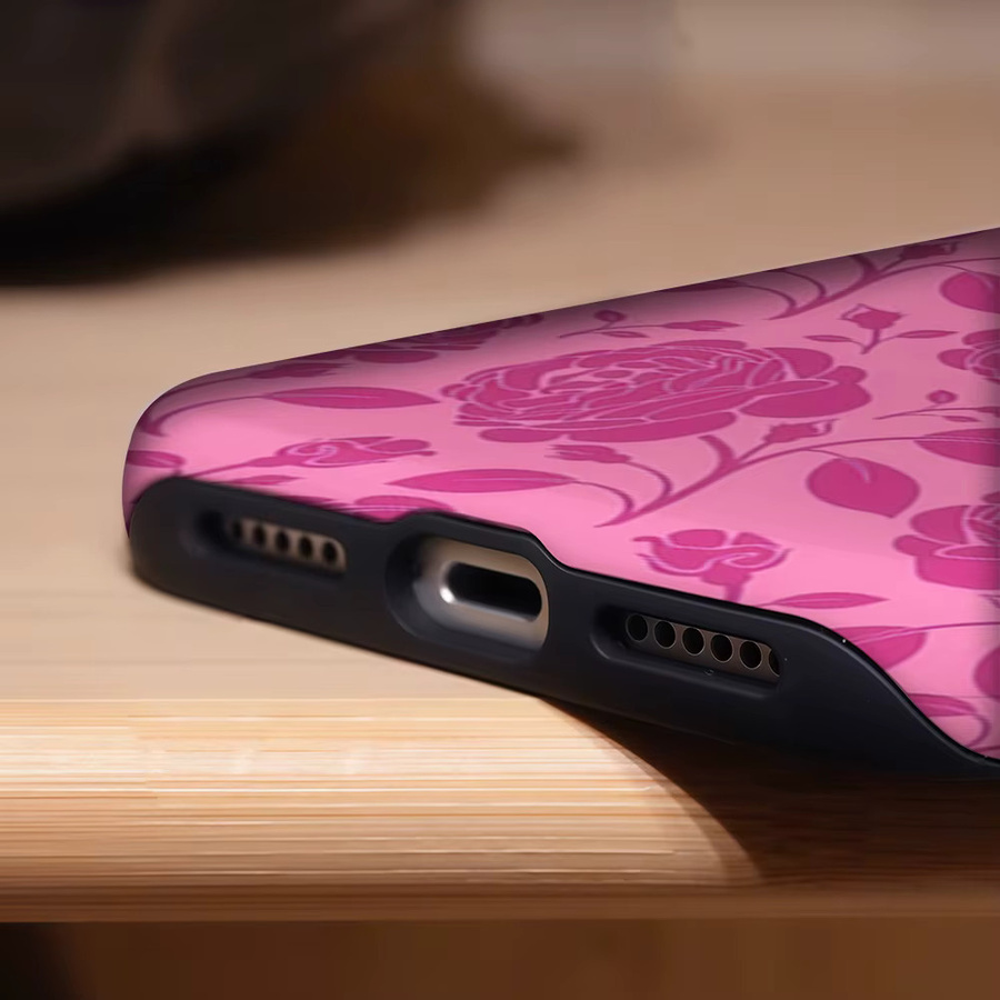 Potdemiel Handyhülle Pink Rose Weave für iPhone 17 16 15 14 13 Pro Max Plus mit Magnetfunktion und Double-Layer Tough Case Design - Bild 6