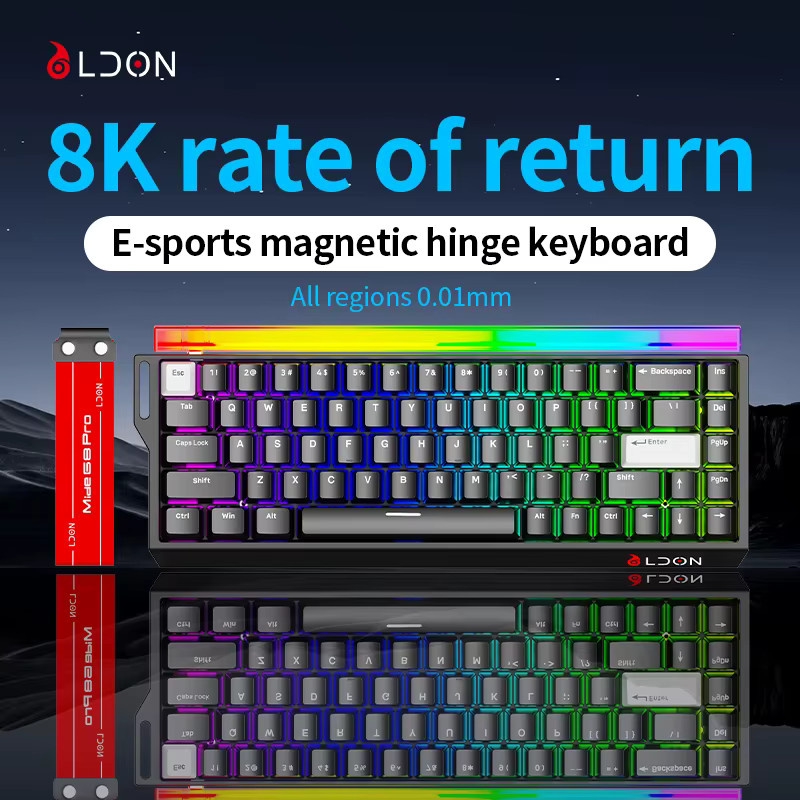 SMAILWOLF 75 % Gaming-Tastatur mit Hall-Effect Magnetischen Switches, 8K RGB, Multicolour/Schwarz - Bild 6