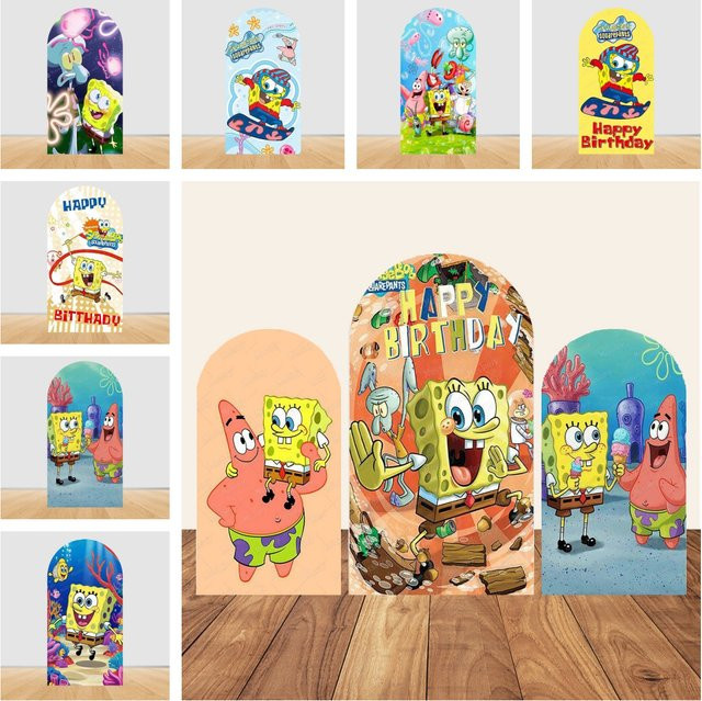 Potdemiel SpongeBob Schwammkopf Bogenförmiges Hintergrund-Set mit Unterwasser-Ananas-Haus als Cartoon Party-Dekoration für Kindergeburtstage und Babypartys, Mehrfarbig - Bild 1