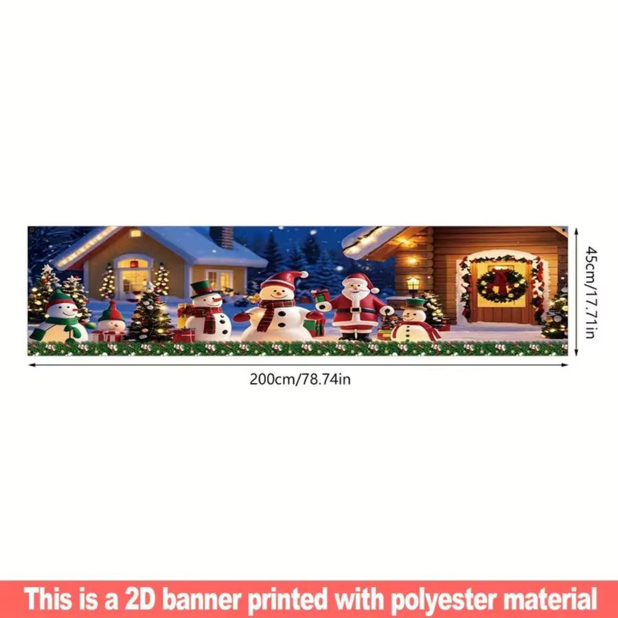 VIKAMA Weihnachtsbanner für den Außenbereich und Garten als hängende Winterdekoration für Weihnachten und das neue Jahr aus Polyester, Breite: 180 cm, Höhe: 35 cm - Bild 6