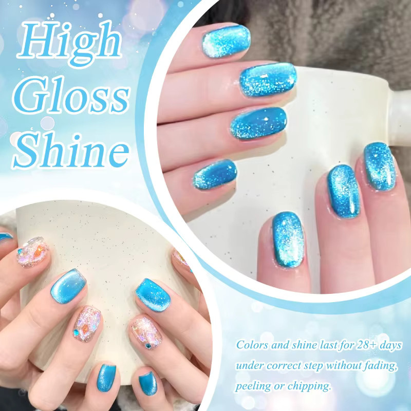 Four Lily Blaue Katze Magnetischer Gel Nagellack Glitter, 10 ml - Bild 3
