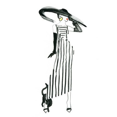 Glasbild PRO ART FASHION DRAWING I in Mehrfarbig/Bunt mit Acrylelementen, Breite: 30,0 cm, Höhe: 30,0 cm