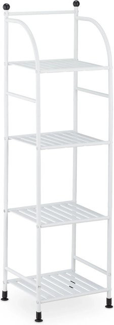 Relaxdays Standregal aus Stahl mit 4 Ablagen in Weiß, freistehend, Höhe: 115 cm, Breite: 33 cm, Tiefe: 28 cm - Bild 1