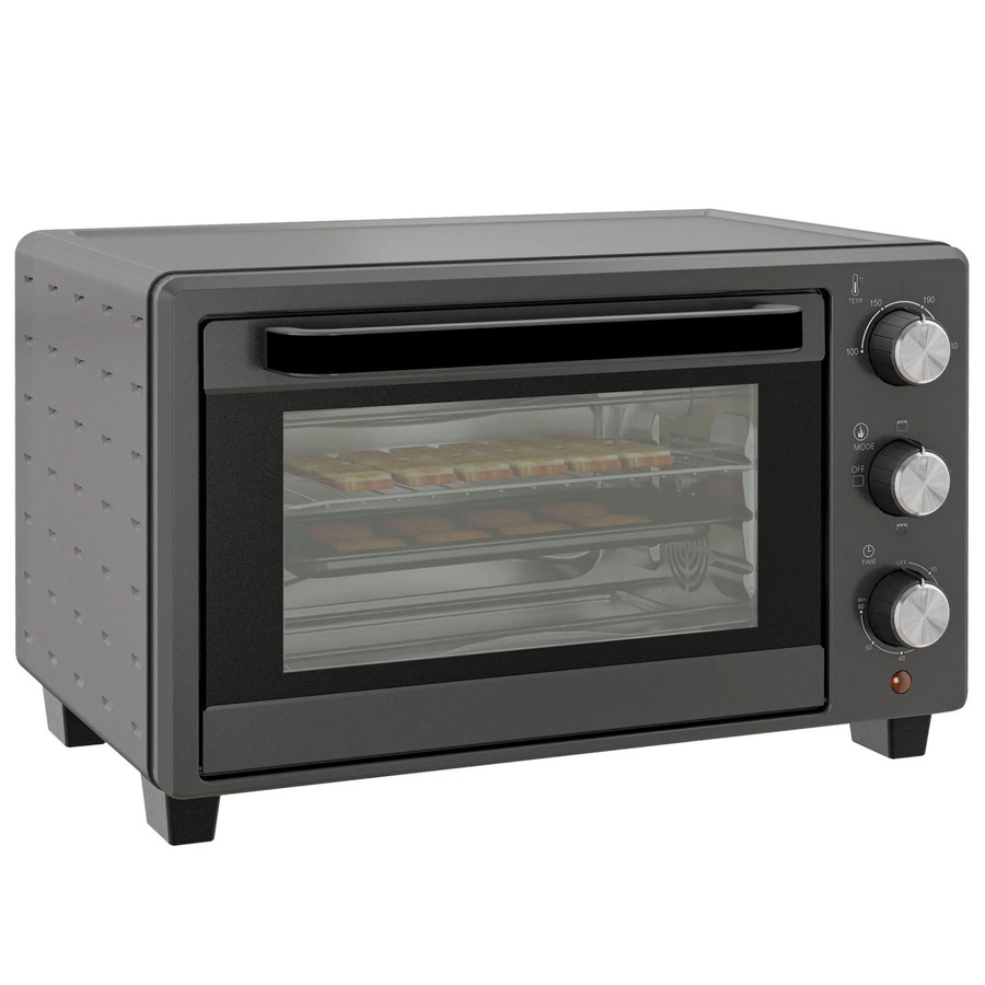 HOMCOM Minibackofen aus Edelstahl in Grau mit 46,4 l Volumen, B/H/T: 38 x 28,5 x 46,4 cm - Bild 2