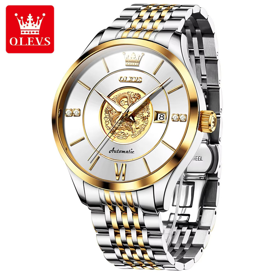 OLEVS Armbanduhr, Gold, Automatik, Edelstahl, Herren - Bild 2