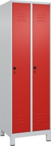 C+P Spind Classic PLUS Spind mit 2 Abteilen, Füße, Grau/Rot, B/T/H: 60 x 50 x 195 cm - Bild 1