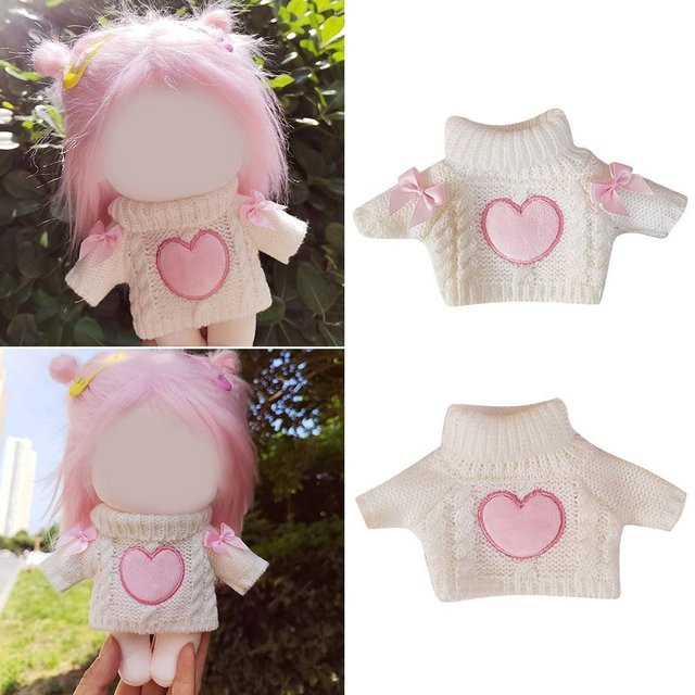 Puppe mit Pullover Rosa Herz, 20 cm, Plüsch / Textil - Bild 1