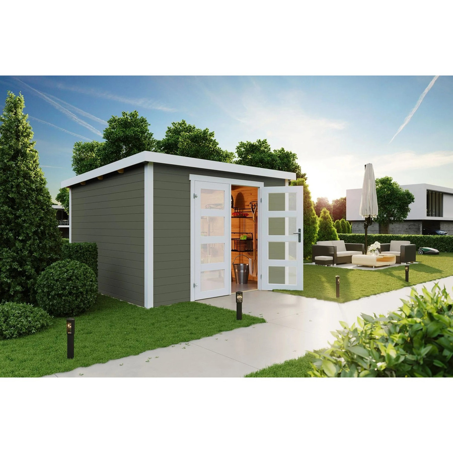Lasita Maja Gartenhaus Zambezi in Grau-Grün, B/H/T: 320 x 211 x 324,8 cm - Bild 2