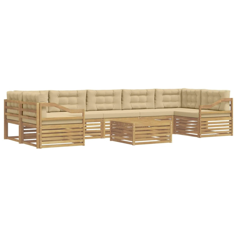 vidaXL Outdoor-Sofagarnitur aus Massivholz Akazie mit 8 Teilen in Weiß und Beige - Bild 2