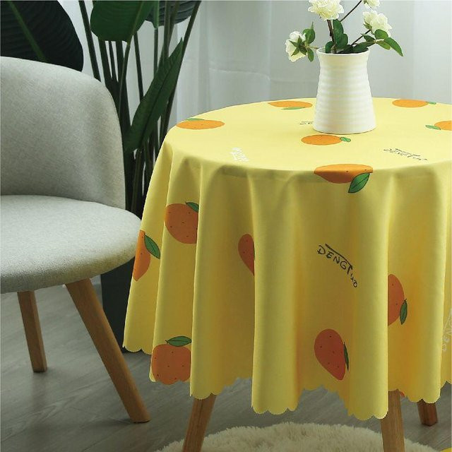 Runde Tischdecke aus Baumwollleinen von Super Six in Gelb, Durchmesser: 90 cm - Bild 1
