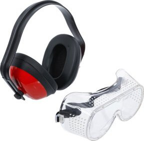BGS Arbeitssicherheit-Set 2-tlg. mit Gehörschutz nach EN 352 und Vollvisier-Schutzbrille in Clear und Multicolour - Bild 1