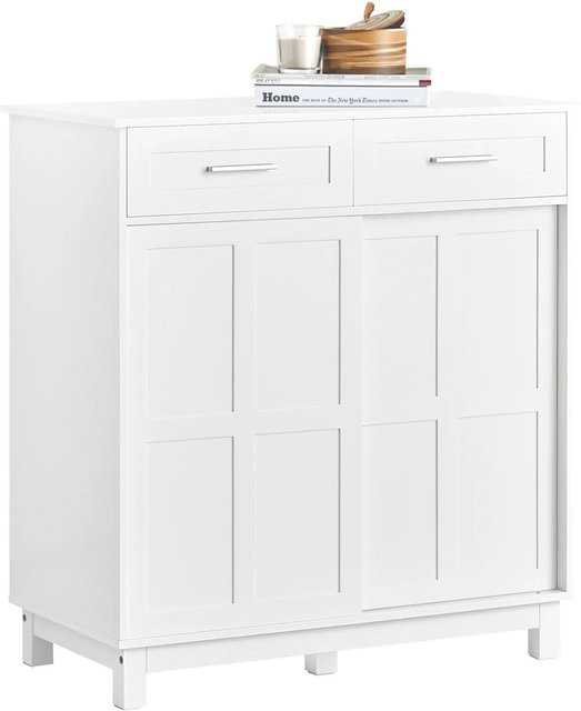 SoBuy Sideboard Kommode FSB84-W in Weiß als Schuhschrank, Buffet oder Küchenschrank mit Schiebetüren, B/T/H: 80 x 40 x 85 cm - Bild 1