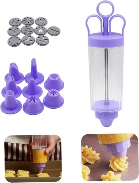FSMHOME Cookie Presse Set mit Ausstechformen und Spritzwerkzeug aus Kunststoff für Gebäck und Kuchen - Bild 1