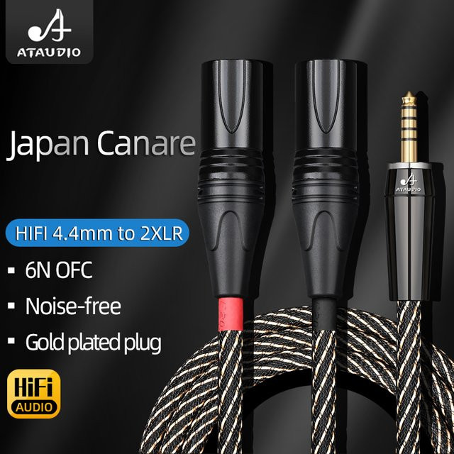 ATAUDIO HiFi Audio 4,4 mm auf XLR Y-Splitterkabel, 6N OFC symmetrisches Klinkenkabel, Schwarz - Bild 1