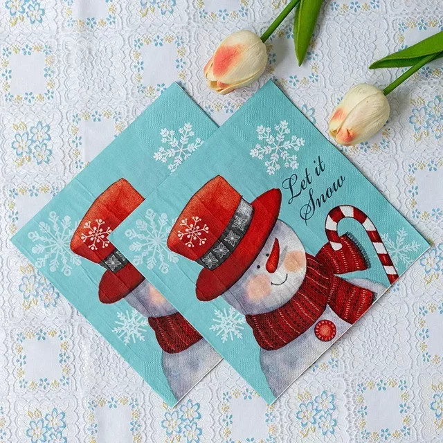 GUANYAO Weihnachten Schneemann Papier Servietten, 2-lagig, Mehrfarbig, 20 Stück, B/B: 33 x 33 cm - Bild 1