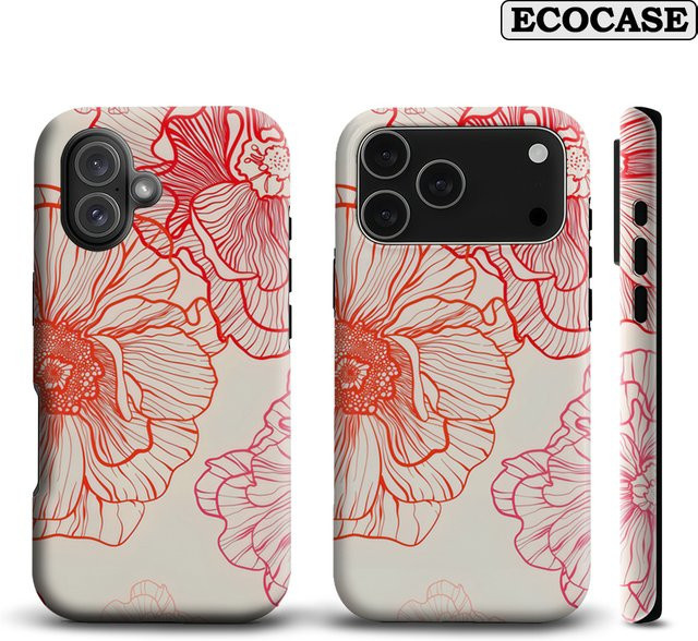 Potdemiel Handyhülle Red Line Art Poppy mit Farbverlauf für iPhone 17 16 15 14 13 Pro Max Plus in Multicolor mit doppelschichtiger Rückseite - Bild 1