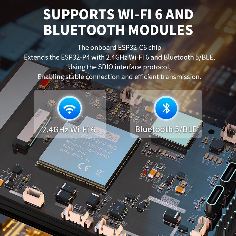 GUITION All-in-One ESP32-P4 / C6 Entwicklungskit mit 4,3 Zoll Touchscreen und Kamera in Schwarz für IoT und HMI Anwendungen - Bild 2