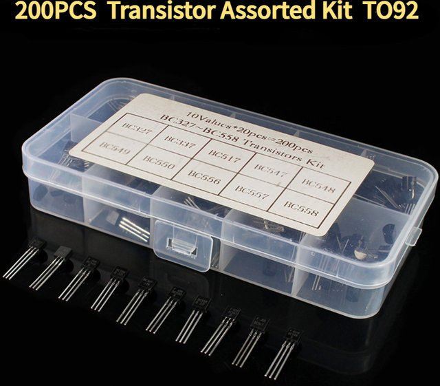 Transistor Sortiment Kit mit 200 Teilen, NPN und PNP Transistoren wie 2N2222, 2N3904, BC547 und S8050 im TO-92 Gehäuse - Bild 1