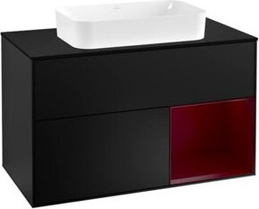 Villeroy & Boch Finion Waschtischunterschrank mit Abdeckplatte, Blau matt lacquer, B: 100 cm, T: 50,1 cm - Bild 1