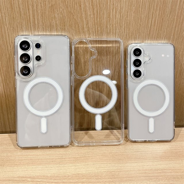 MagSafe Magnetische Silikonhülle für Samsung Galaxy S26 Ultra Plus, S25 Edge, S24 FE, S23 und S22, Transparent, Stoßfest - Bild 1