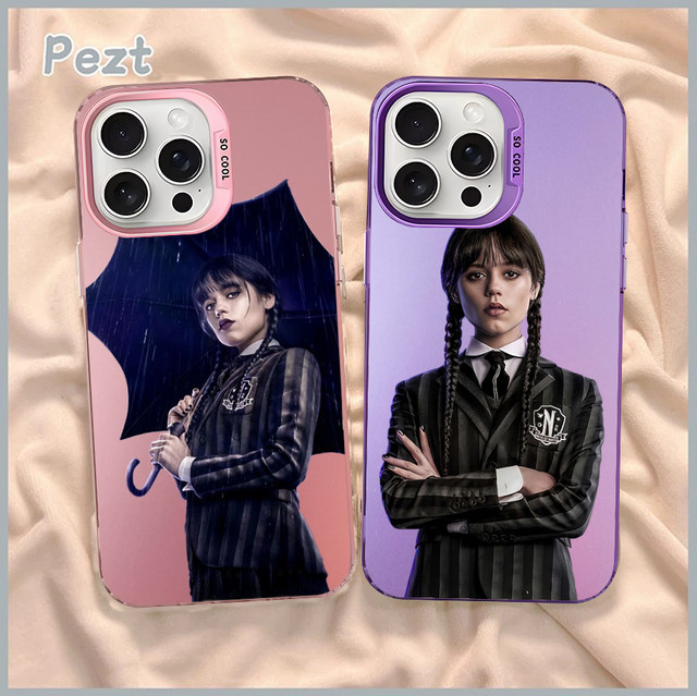 Moetch Handyhülle Wednesday Addams Design für iPhone 16 15 Pro Max 14 Plus 13 12 11 in Silber - Bild 1
