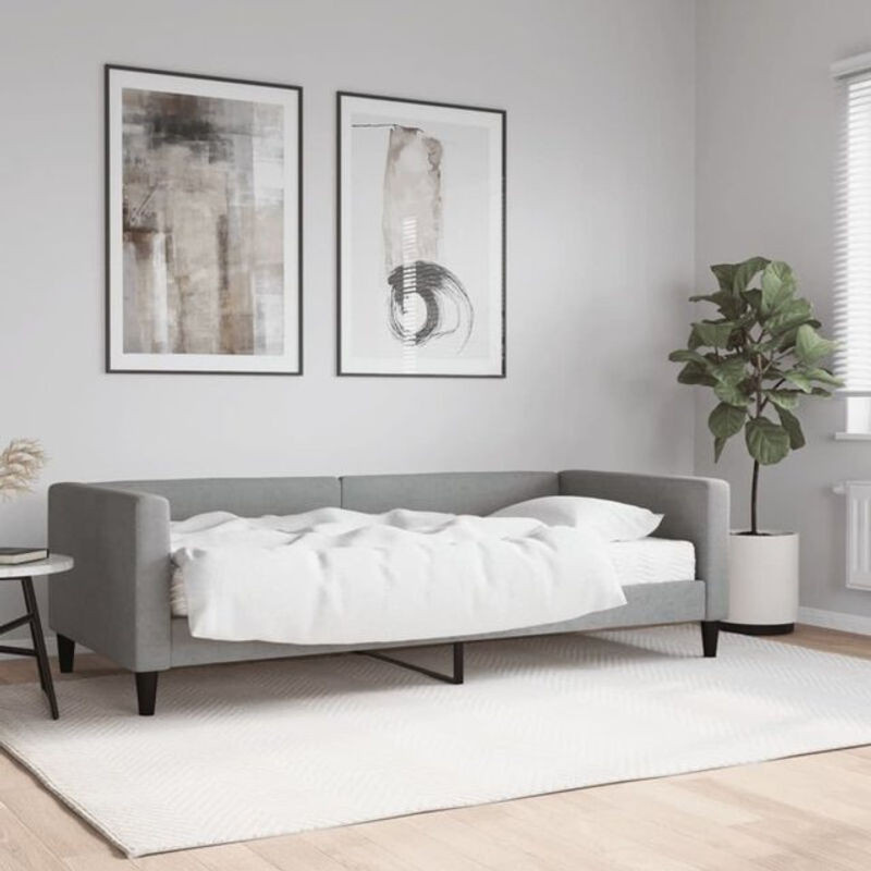 vidaxl Polsterbett Tagesbett mit Matratze aus Stoff und Metall in Grau, B/T/H: 190 x 90 x 68 cm - Bild 1