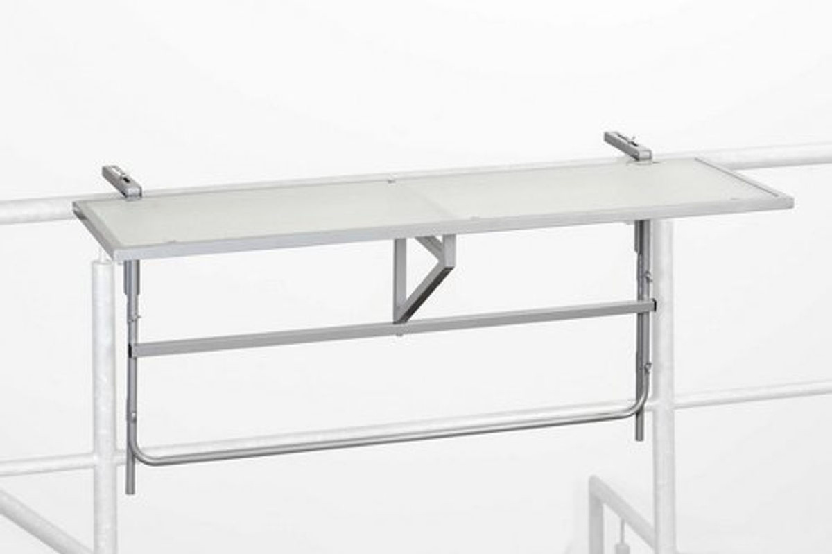 Merxx Balkonhängetisch aus Sicherheitsglas in Silber, B/T/H: 120 x 40 x 73,5 cm - Bild 2