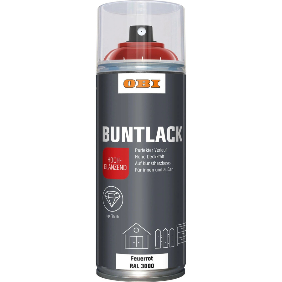 OBI Buntlack Spray RAL 3000 Feuerrot hochglänzend 400 ml - Bild 2