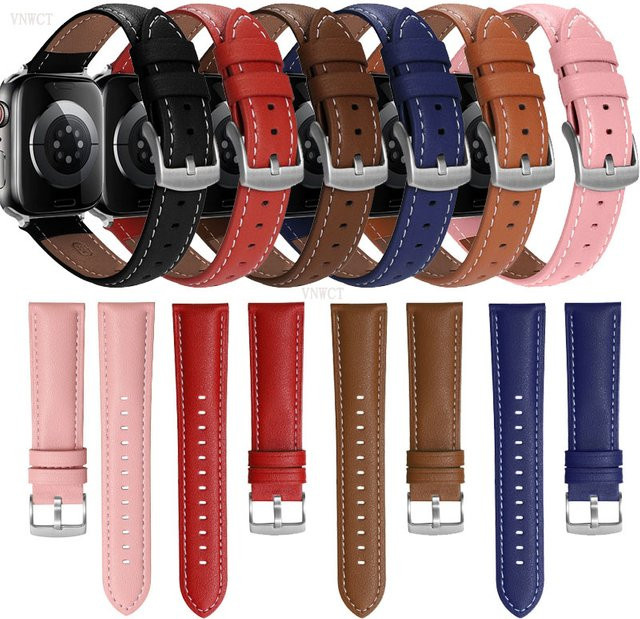 VNWCT Uhrenarmband Leder, Schwarz, Unisex - Bild 1