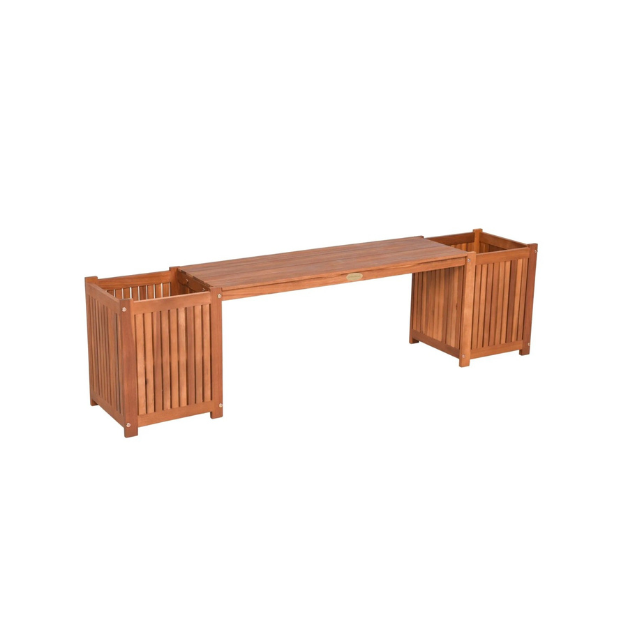 DELUKE Pflanzbank OSLO aus Akazie, Natur geölt, Braun, B/T/H: 150 x 40 x 30 cm - Bild 2