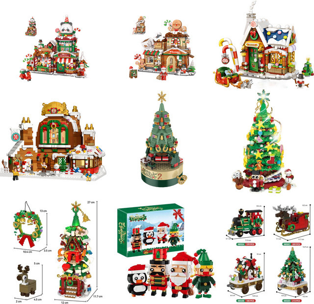 JAKI Weihnachtsbaumhaus Weihnachtsmann-Modellbaugruppe DIY-Bausteine in Mehrfarbig - Bild 1