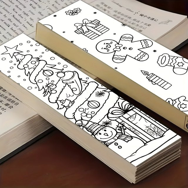 32 Stück Weihnachts-Lesezeichen im minimalistischen Linienkunst-Stil, weiße Papier-Seitenmarkierungen für Buchliebhaber und Studenten - Bild 1