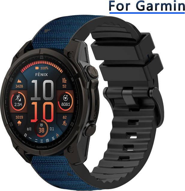 OAKCHARM Uhrenarmband Nylon + Silikon, 22 26 mm, Schwarz, Unisex - Bild 1